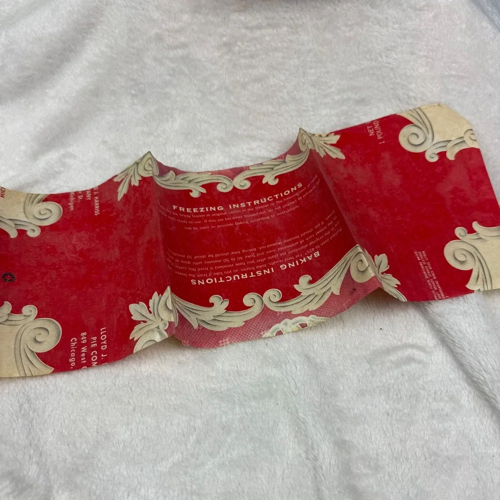 Vintage Lloyd J Harriss Aluminum Pie Tin Perforated 8 Inch w/ Mince Pie Wrapper